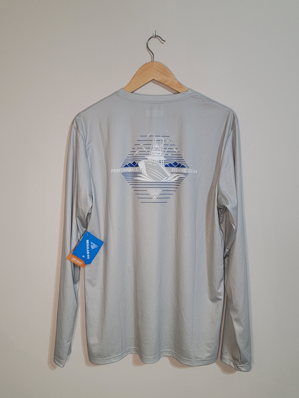 Columbia Light Gray Long-Sleeve Performance Fishing Shirt